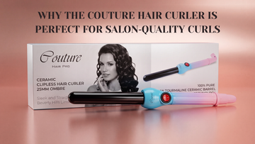 Long, glossy curls created with the Couture Hair Pro hair curler