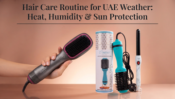 Woman with smooth, frizz-free hair in UAE summer heat — hair care routine guide by Couture Hair Pro