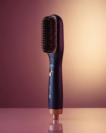 American Tek 1100W blow dryer brush in blue, one-step ionic hot air styler — main product view