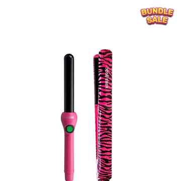 José Eber Pink Styling Bundle – Pink Zebra Hair Straightener & Pink Pro Styler Curler Set