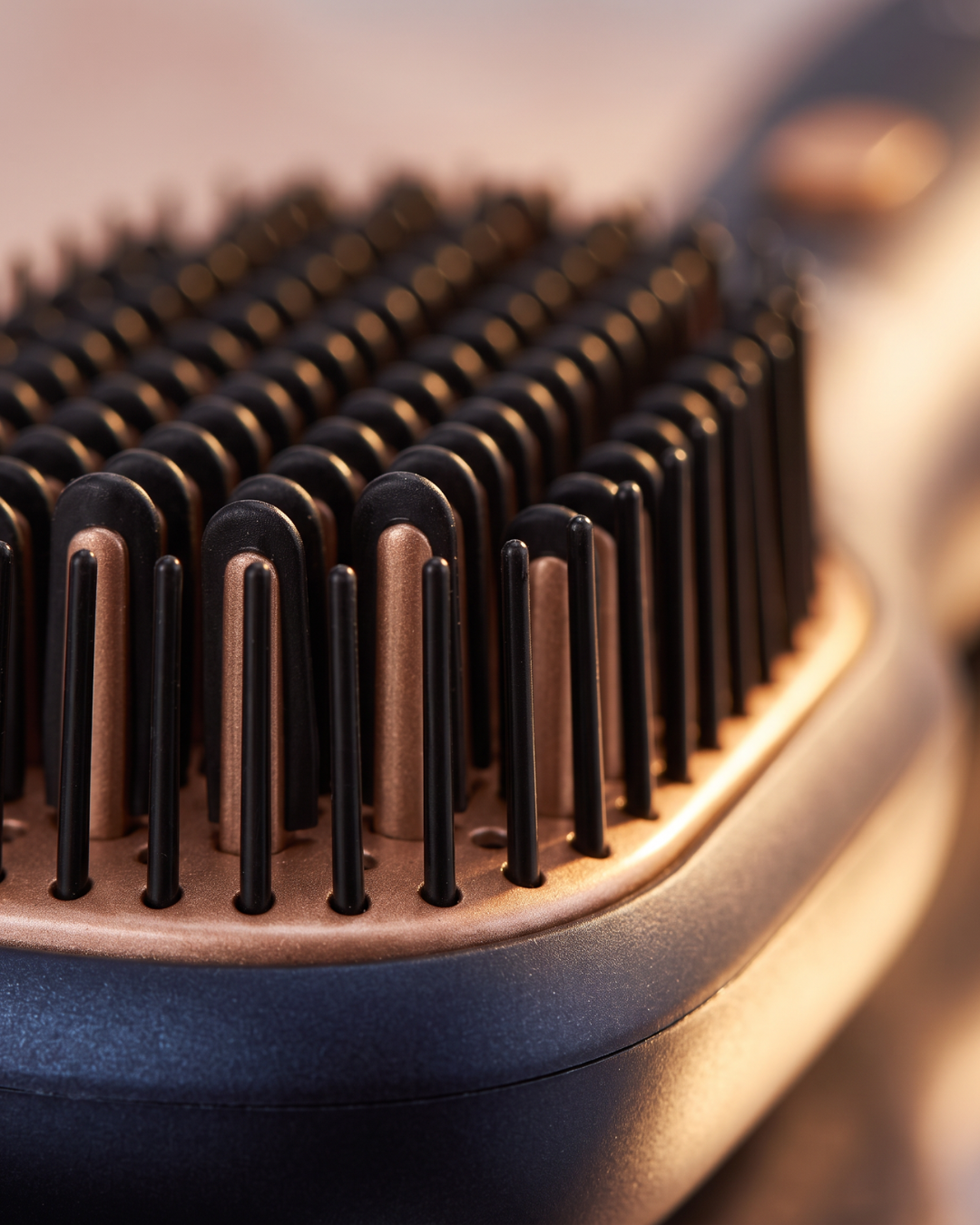 American Tek 1100W blow dryer brush in blue, close-up product detail