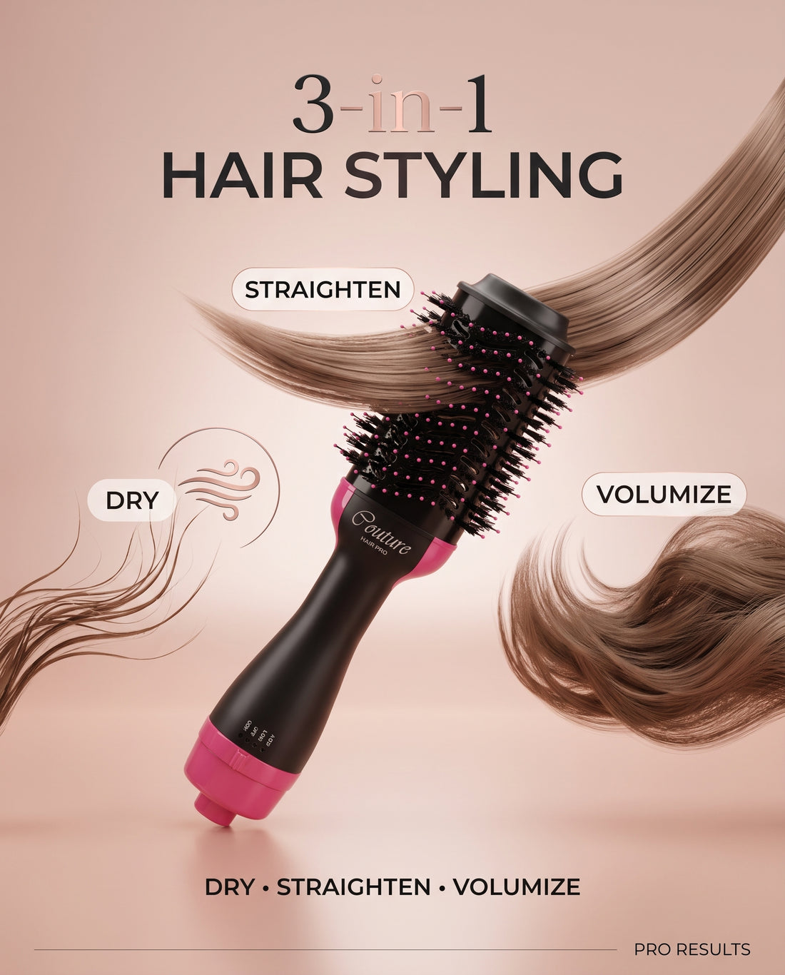 Couture Hair Pro Hot Air Brush | 3-in-1 Hair Straightening Brush