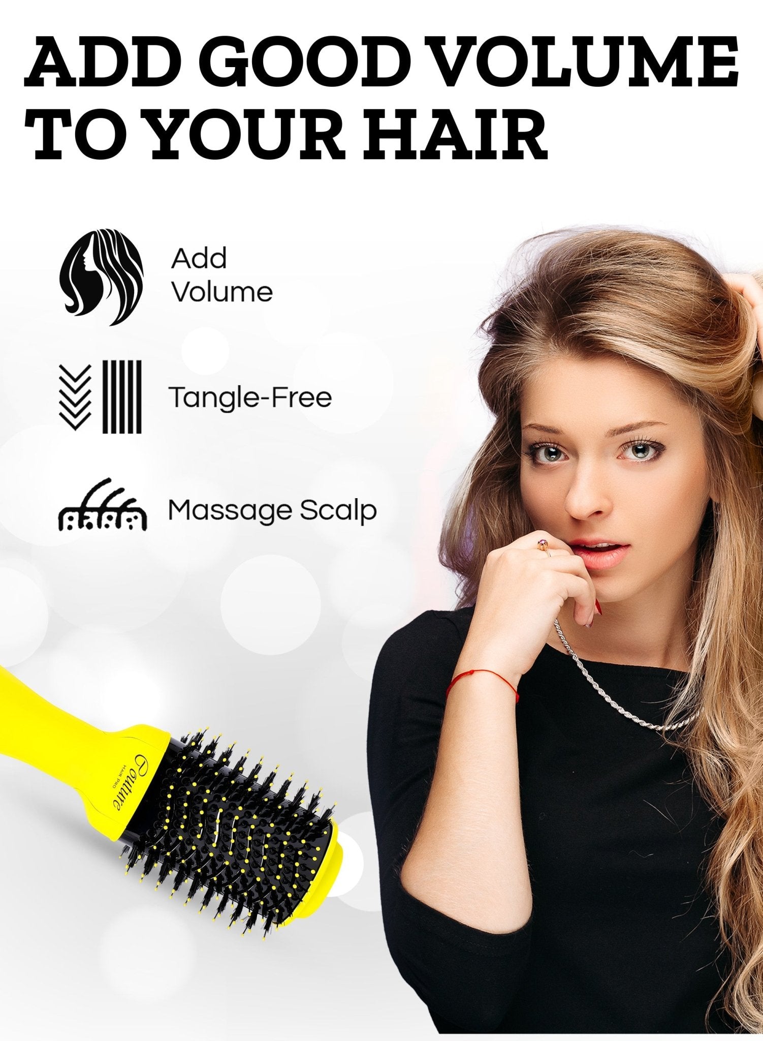 Couture Hair Pro Hot Air Brush in Hair Straightening Brush, Volumizer Dryer Yellow