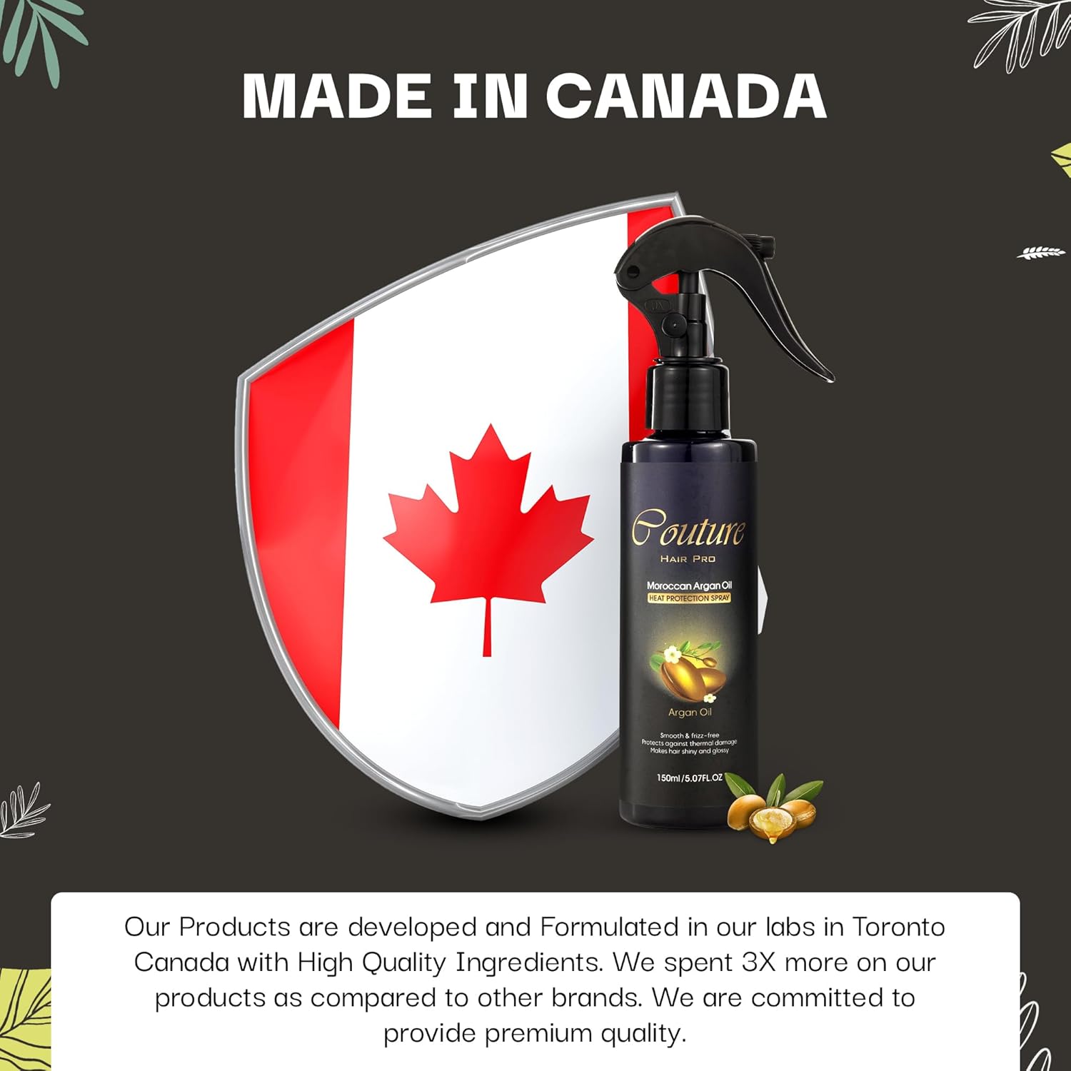 Heat protection Serum Infused with Biotin, Keratin and Argan Oil - Sulfate & Paraben Free - For All Types Including Curly, Dry and Oily Hair (Heat Protection Serum) - Couture Hair Pro