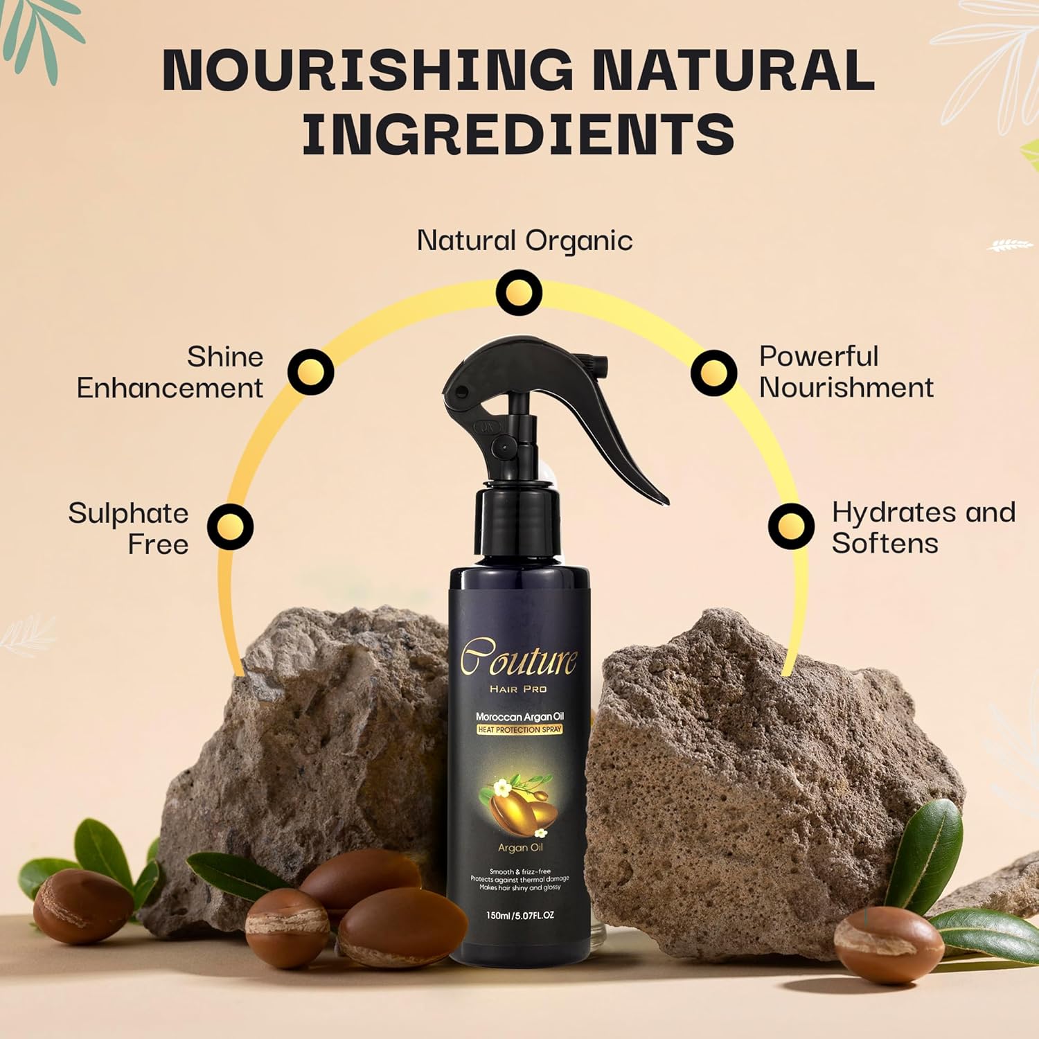 Heat protection Serum Infused with Biotin, Keratin and Argan Oil - Sulfate & Paraben Free - For All Types Including Curly, Dry and Oily Hair (Heat Protection Serum) - Couture Hair Pro