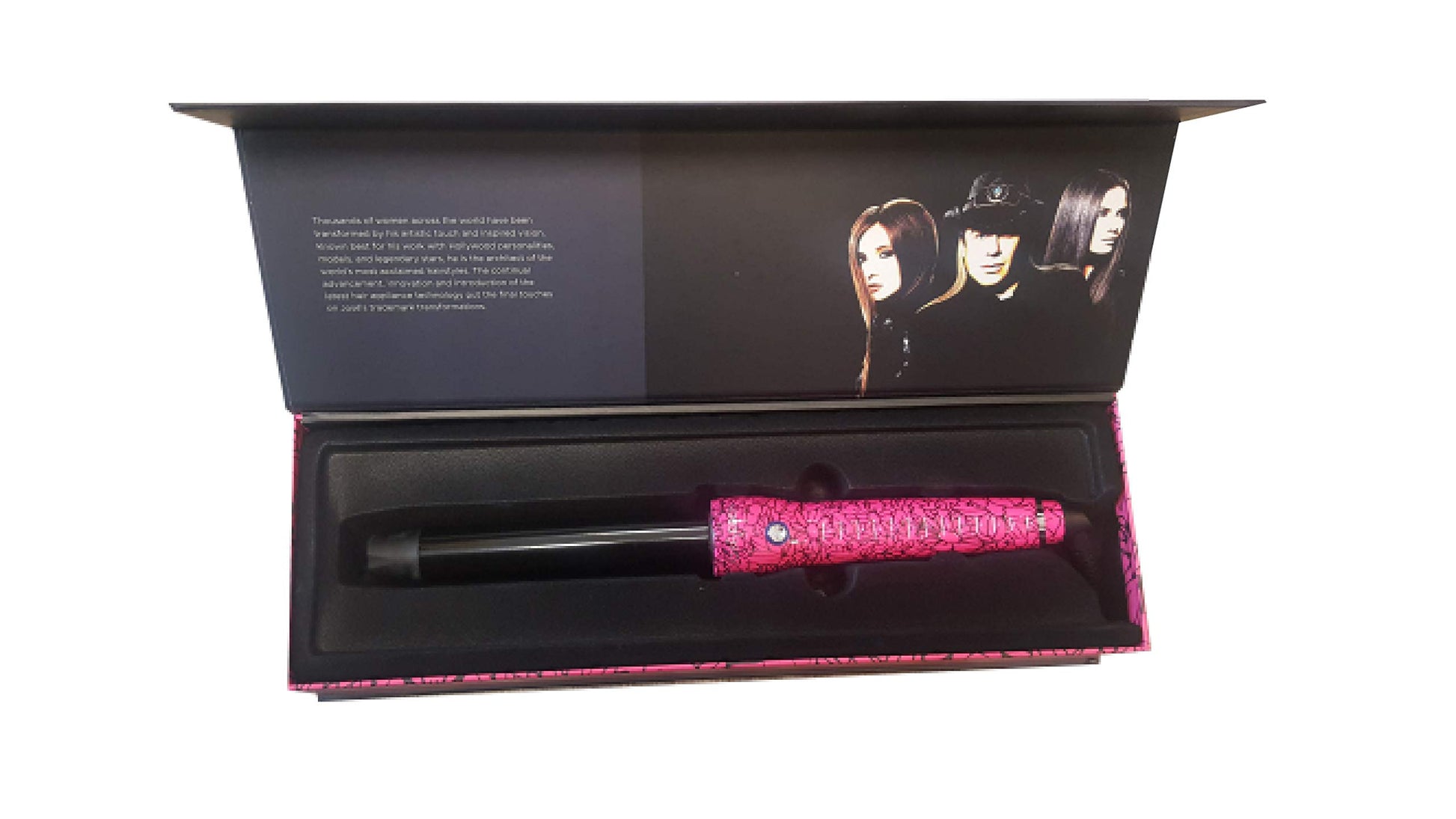 Jose Eber 19MM Pink Flower Curling Iron designed to create defined curls with a stylish floral finish.