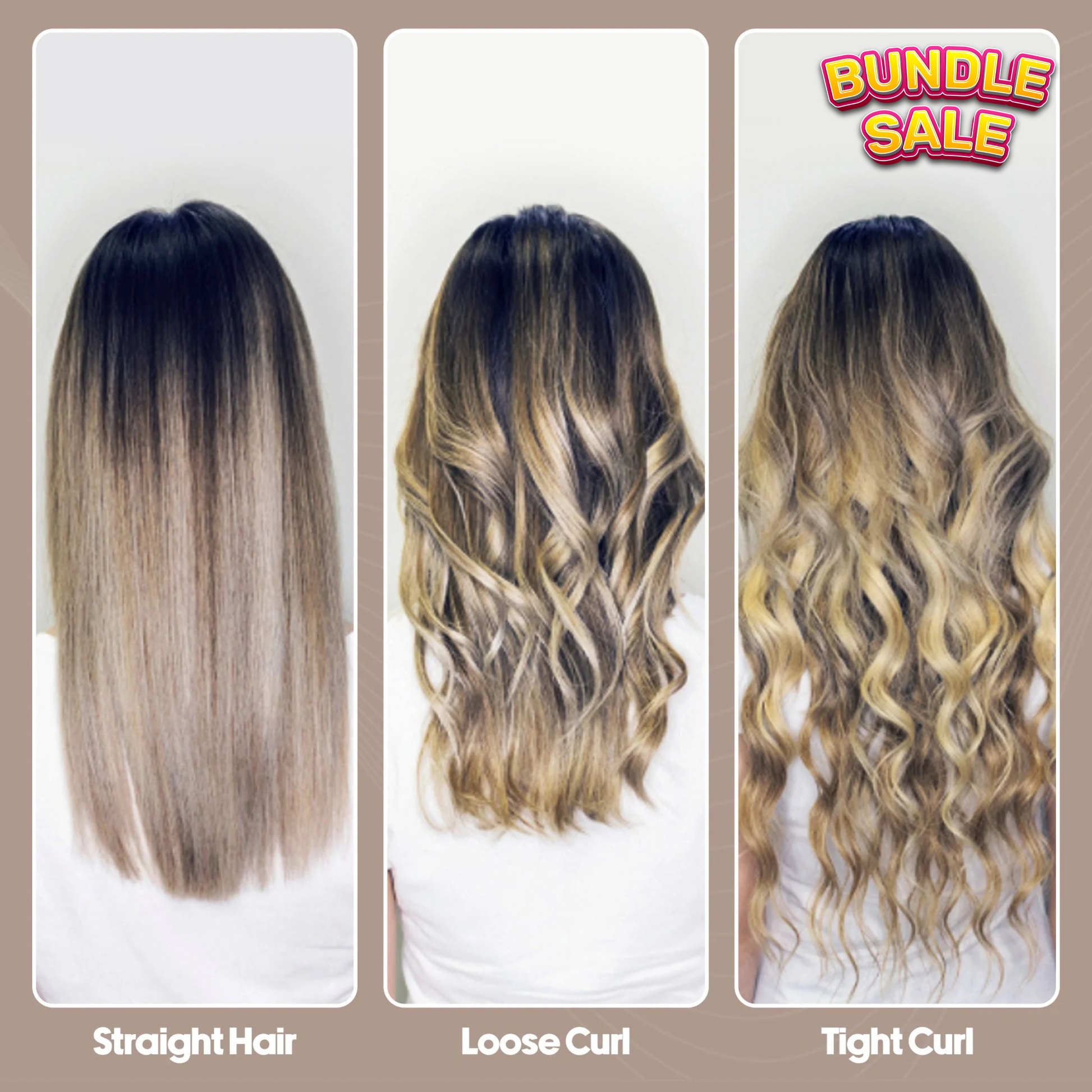 Three hair types displayed with 'Bundle Sale' text.