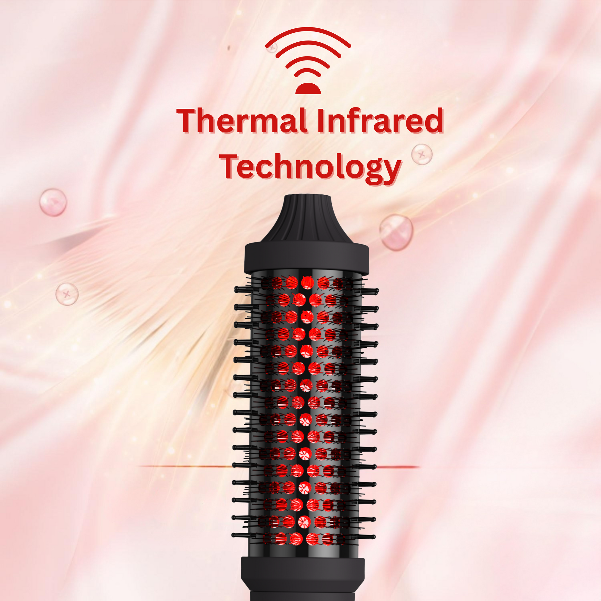 Hair styling tool with thermal infrared technology on a soft pink background