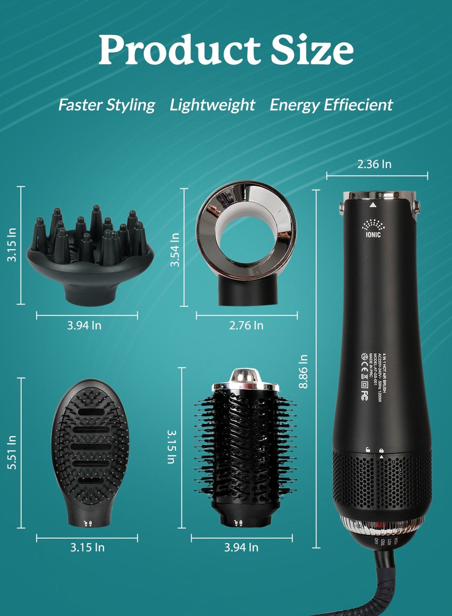 American Tek 4in 1 Multi Styler Set 1200 Watts by Couture Hair Pro