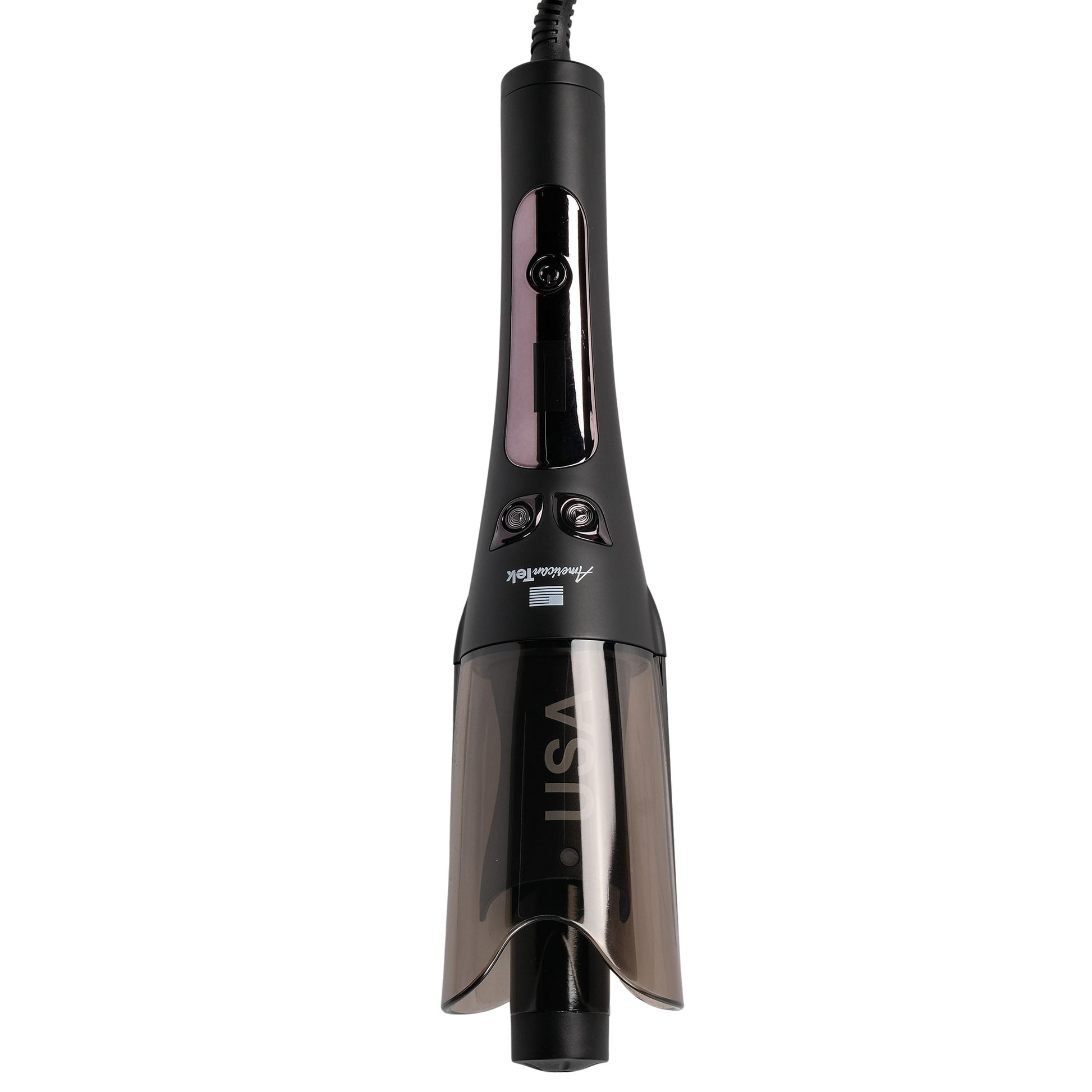 American Tek Automatic Curling Iorn Wand- Auto Curler with 4 Temperatures & 3 Timers & LCD Display, Curling Iron with 1" Large Rotating Barrel, Auto Shut-Off Spin Iron for Hair Styling - Black - Couture Hair Pro