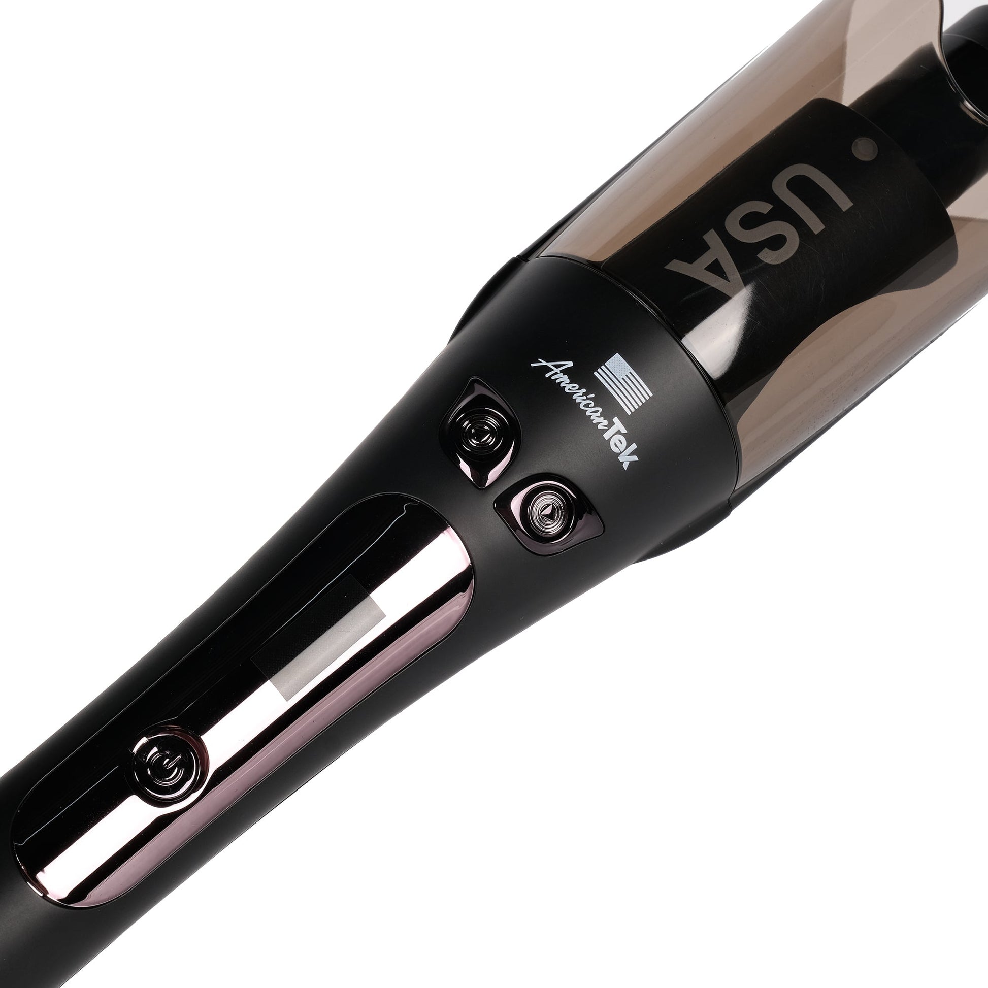 American Tek Automatic Curling Iorn Wand- Auto Curler with 4 Temperatures & 3 Timers & LCD Display, Curling Iron with 1" Large Rotating Barrel, Auto Shut-Off Spin Iron for Hair Styling - Black - Couture Hair Pro
