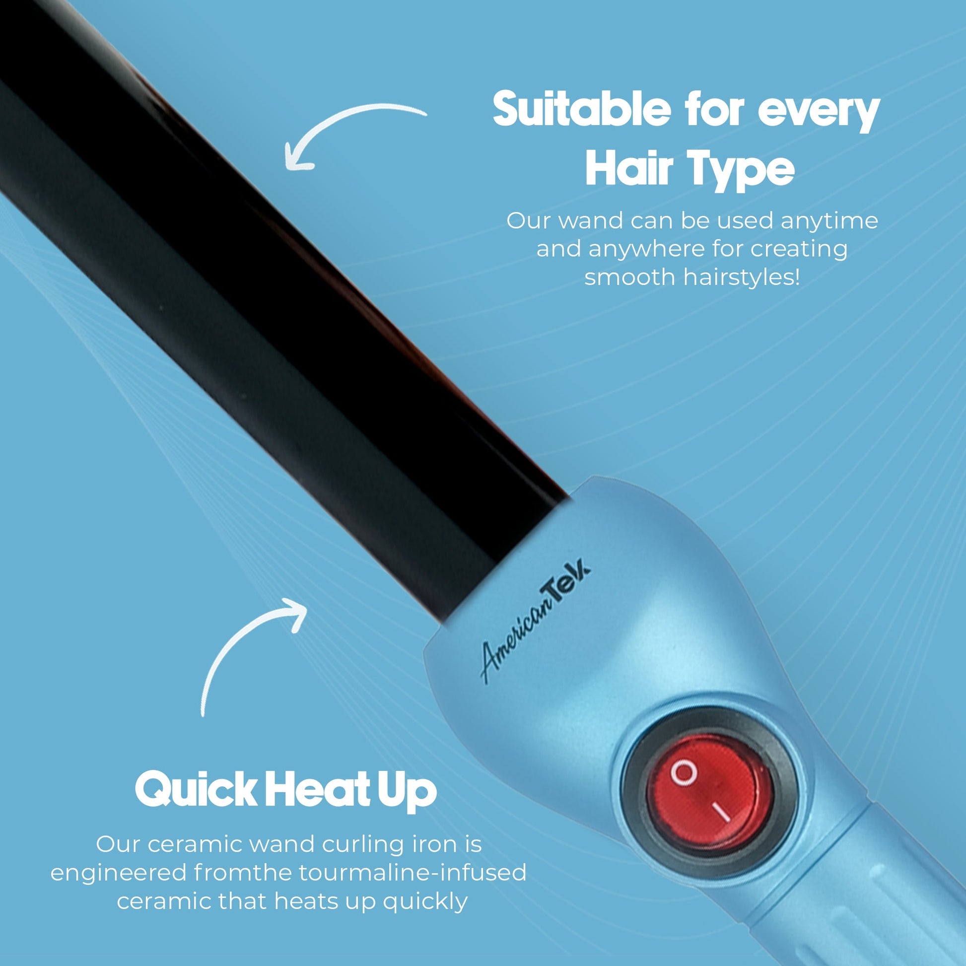 American Tek Hair Curler 25 MM - Blue - Couture Hair Pro