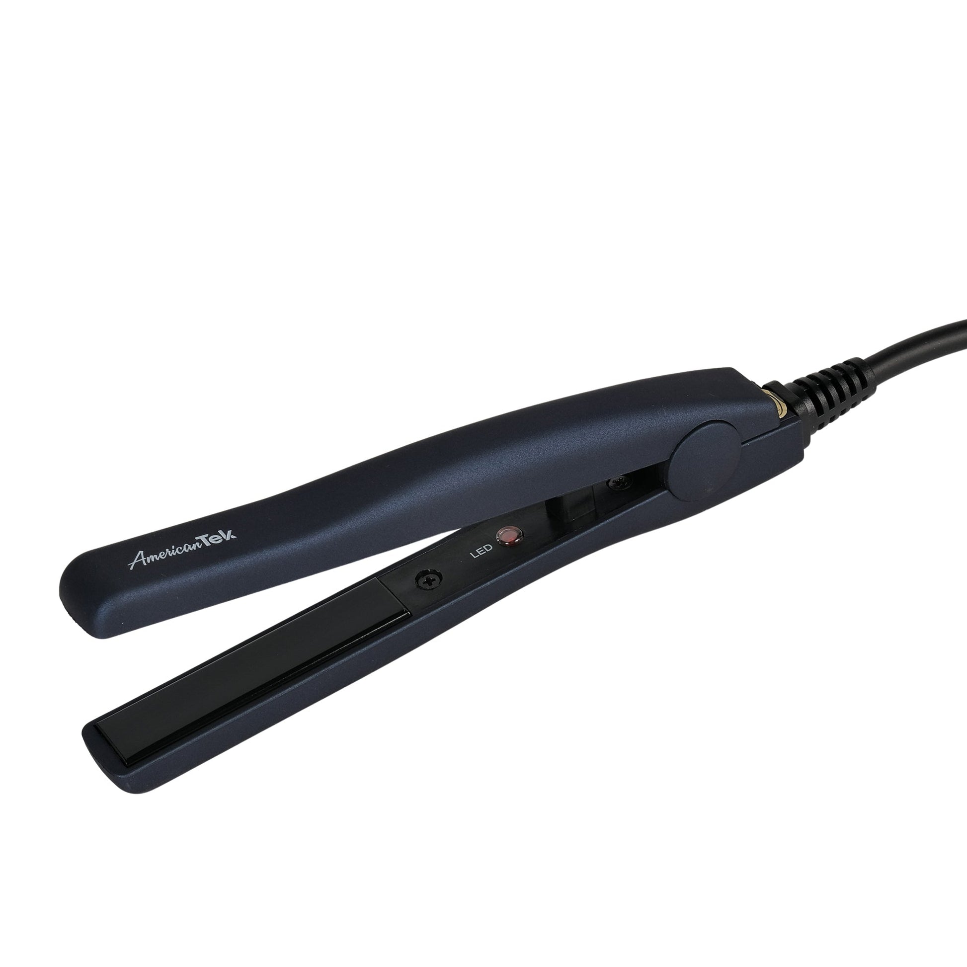American Tek Mini Portable Flat Iron - Ceramic Tourmaline Hair Straightener for Travel, Short Hair Styling, Dual Voltage - Couture Hair Pro