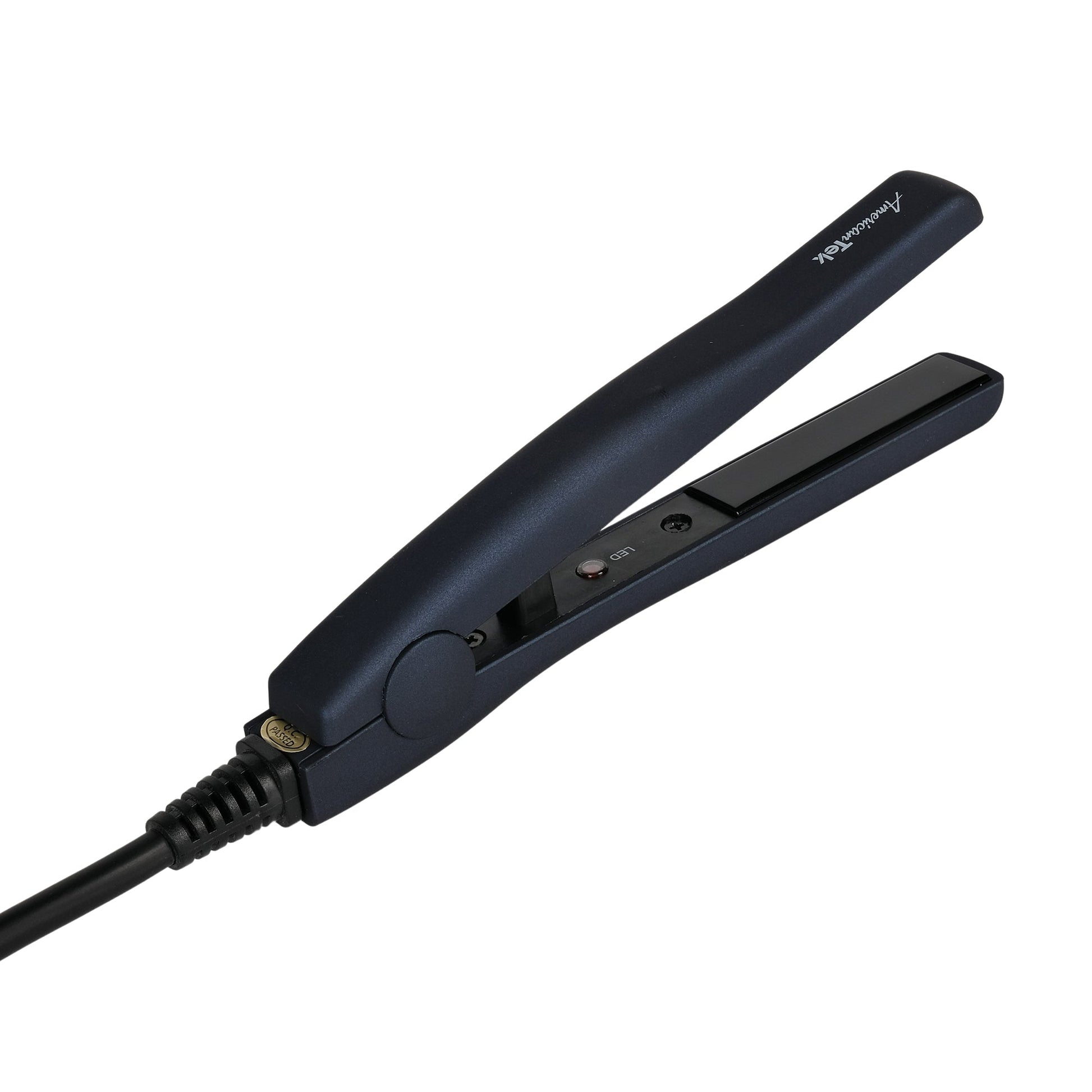 American Tek Mini Portable Flat Iron - Ceramic Tourmaline Hair Straightener for Travel, Short Hair Styling, Dual Voltage - Couture Hair Pro