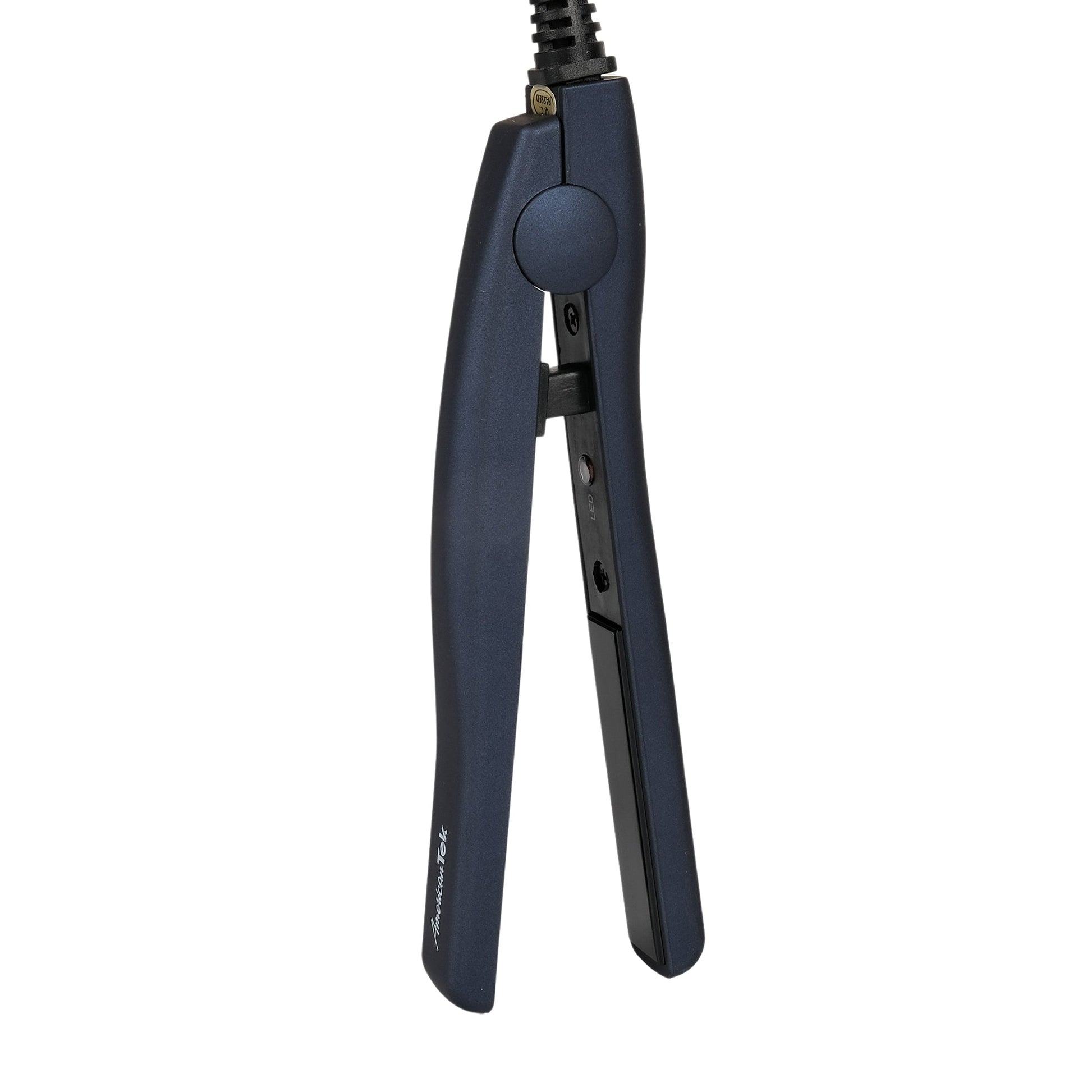 American Tek Mini Portable Flat Iron - Ceramic Tourmaline Hair Straightener for Travel, Short Hair Styling, Dual Voltage - Couture Hair Pro