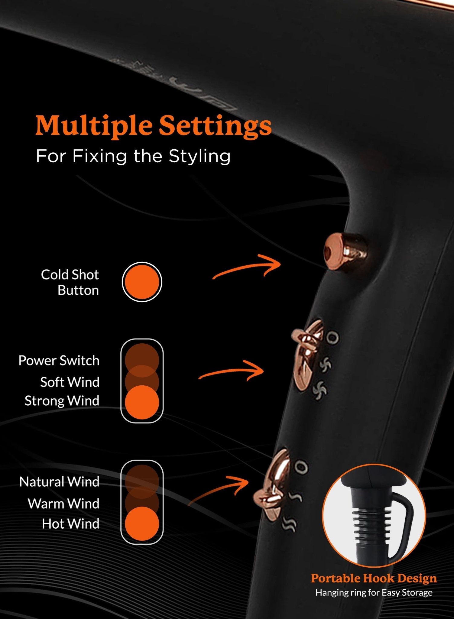 Side view of Couture Hair Pro 2500W AC motor blow dryer