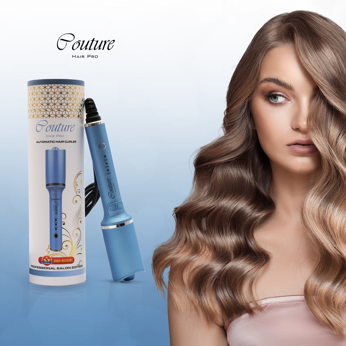 Couture Hair Pro Automatic Hair Curler - Metallic Blue - Couture Hair Pro