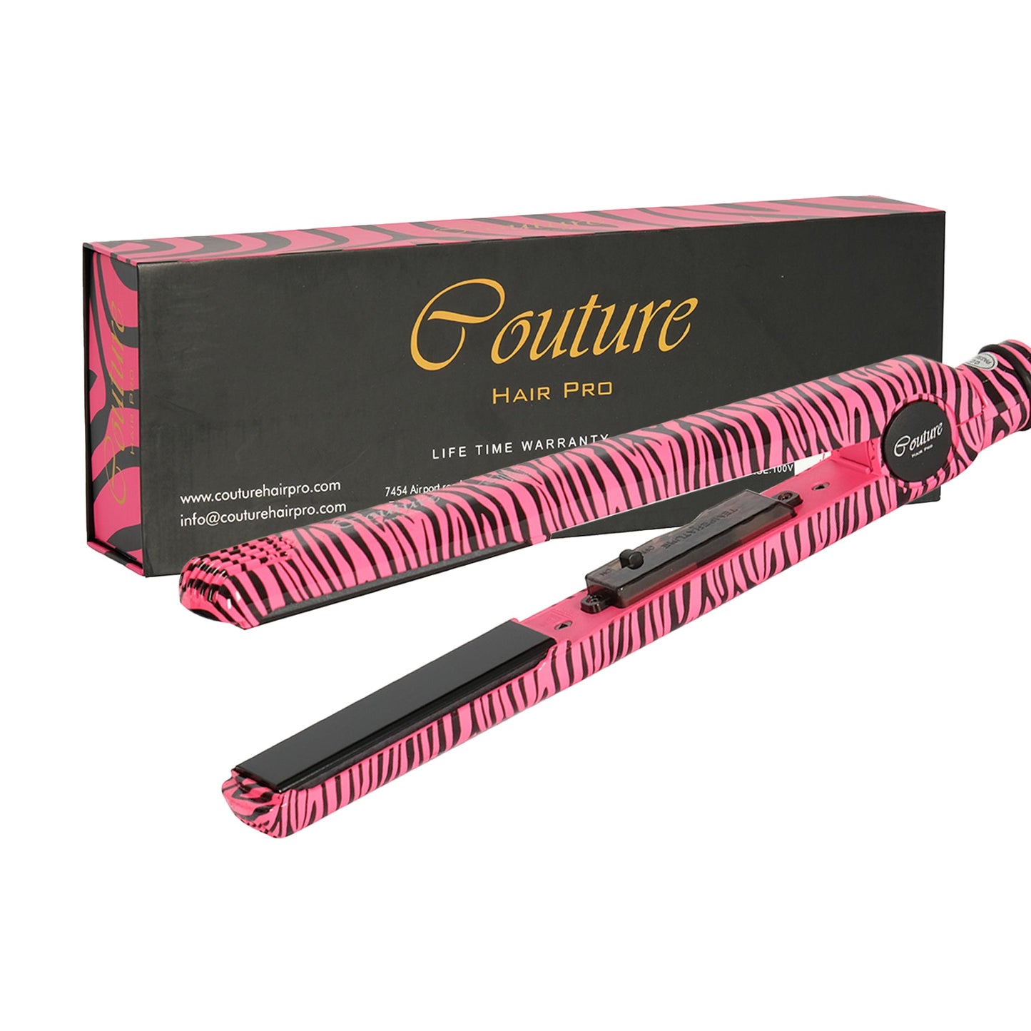 Couture Hair Pro Classic Hair Straightener 1'' - Pink Zebra - Couture Hair Pro