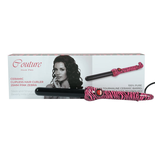 Couture Hair Pro Hair Curler 25 MM Beverly Hills Limited Edition - Pink Zebra - Couture Hair Pro