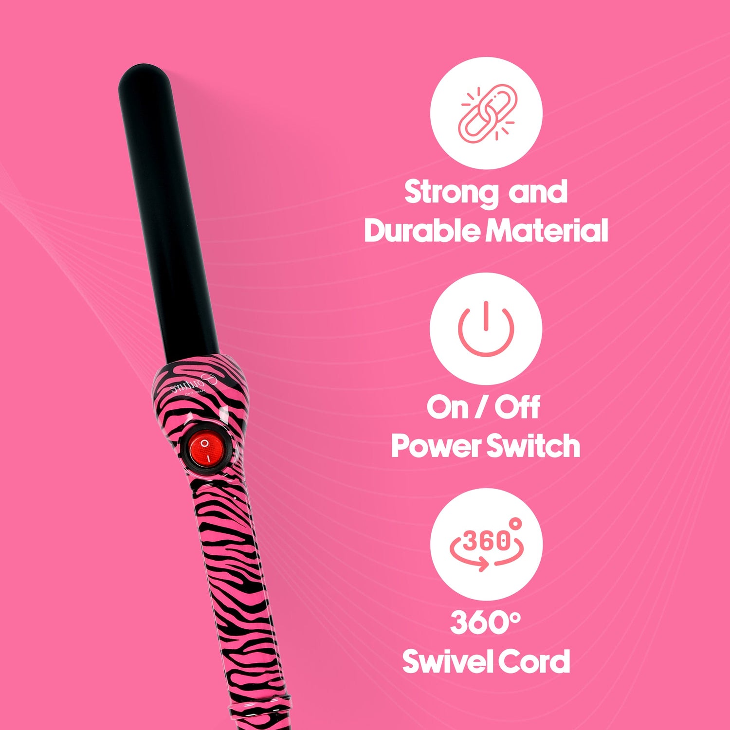 Couture Hair Pro Hair Curler 25 MM Beverly Hills Limited Edition - Pink Zebra - Couture Hair Pro