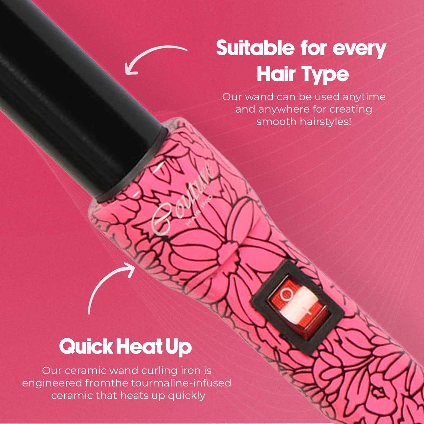 Couture Hair Pro Hair Curler Classic 25 MM - Pink Flowers - Couture Hair Pro