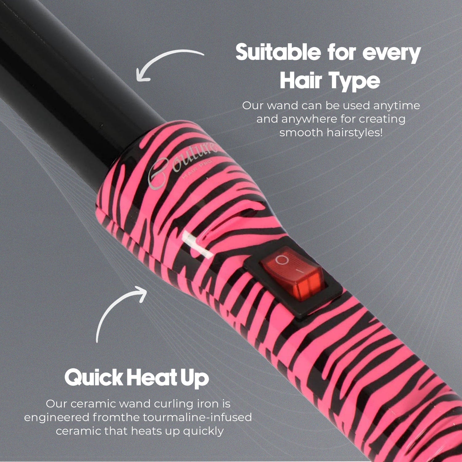 Couture Hair Pro Hair Curler Classic 25 MM - Pink Zebra - Couture Hair Pro