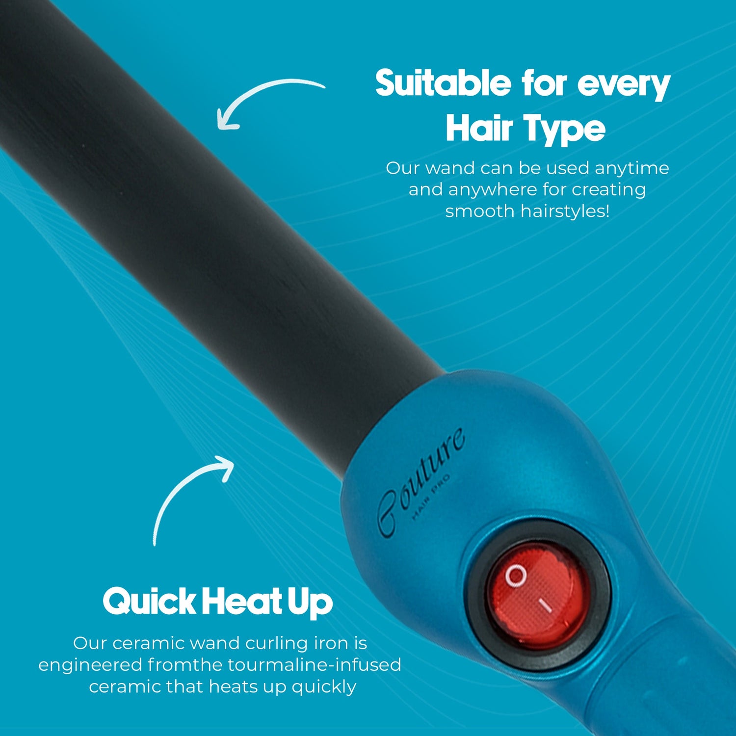 Couture Hair Pro Hair Straightener 1.25'' Beverly Hills Limited Edition - Crystal Blue - Couture Hair Pro