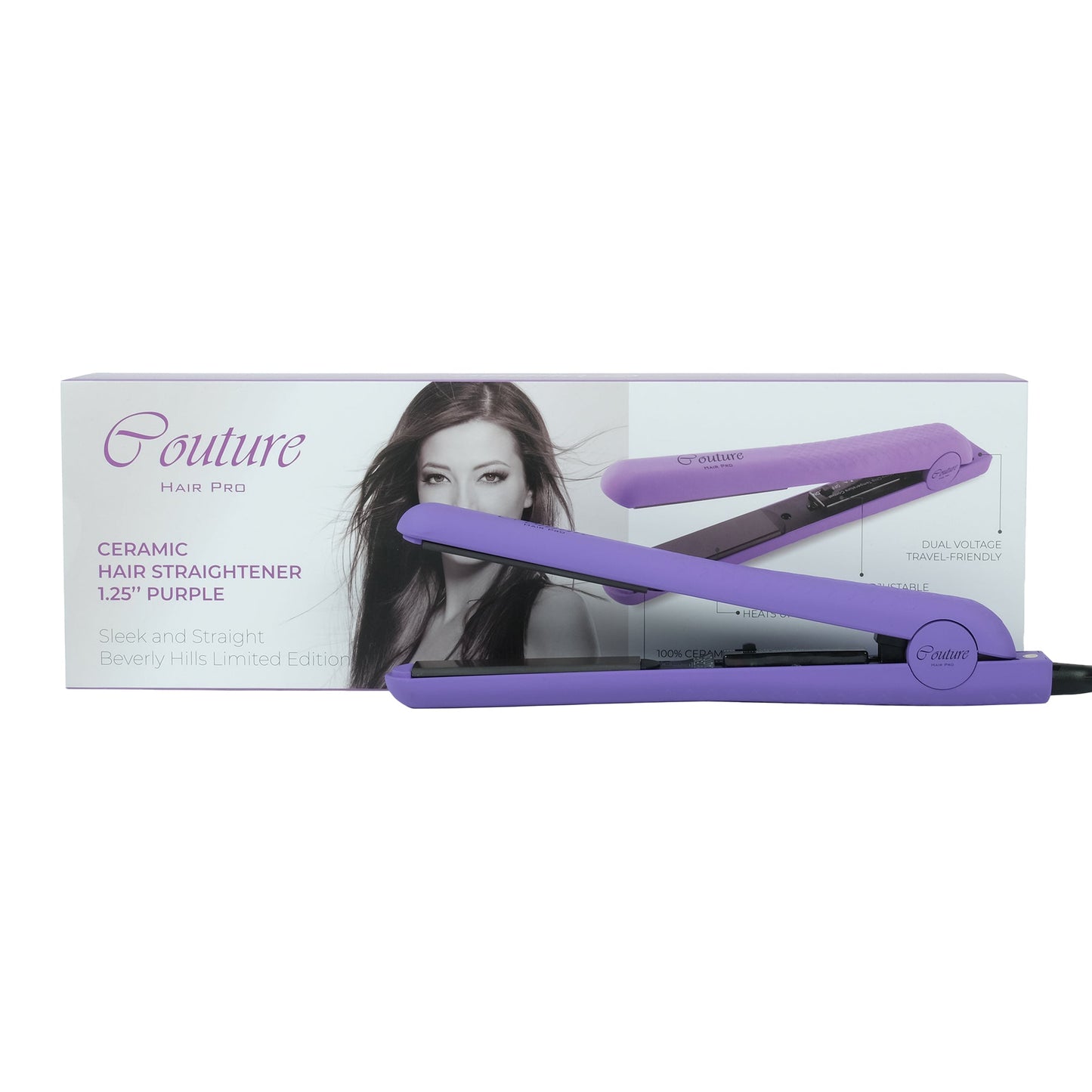 Couture Hair Pro Hair Straightener 1.25'' Beverly Hills Limited Edition - Purple - Couture Hair Pro