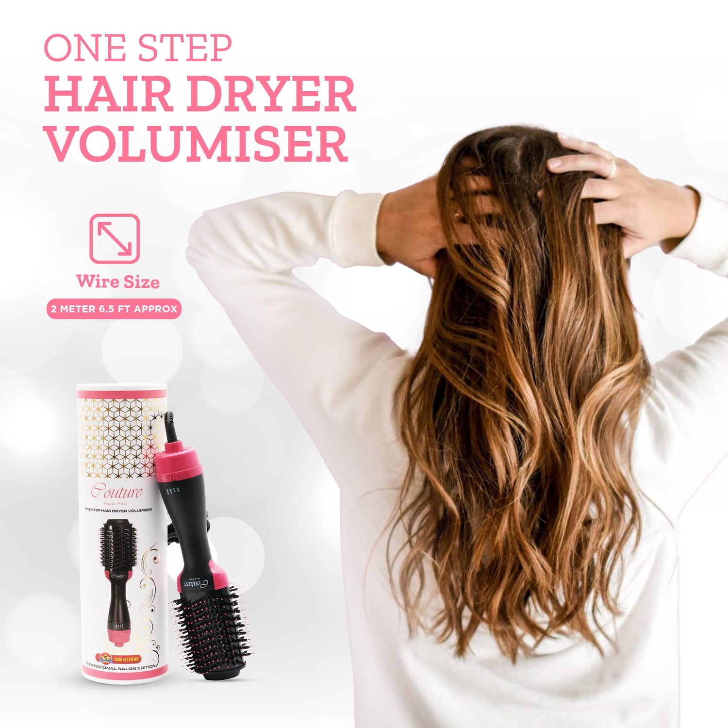 Buy Hot Air Brush Pink-3 in 1 Straightening Brush - Couture Hair Pro