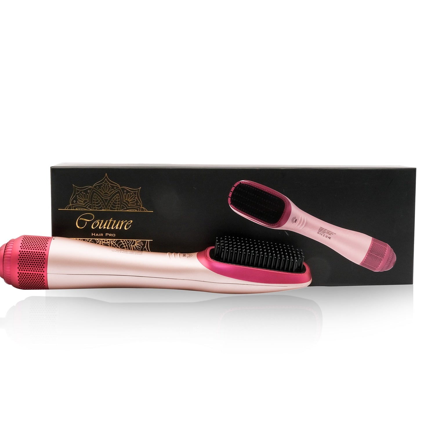 Couture Hair Pro Hot Air Brush & Dryer with Antiscald Ceramic Bristles- Peach - Couture Hair Pro