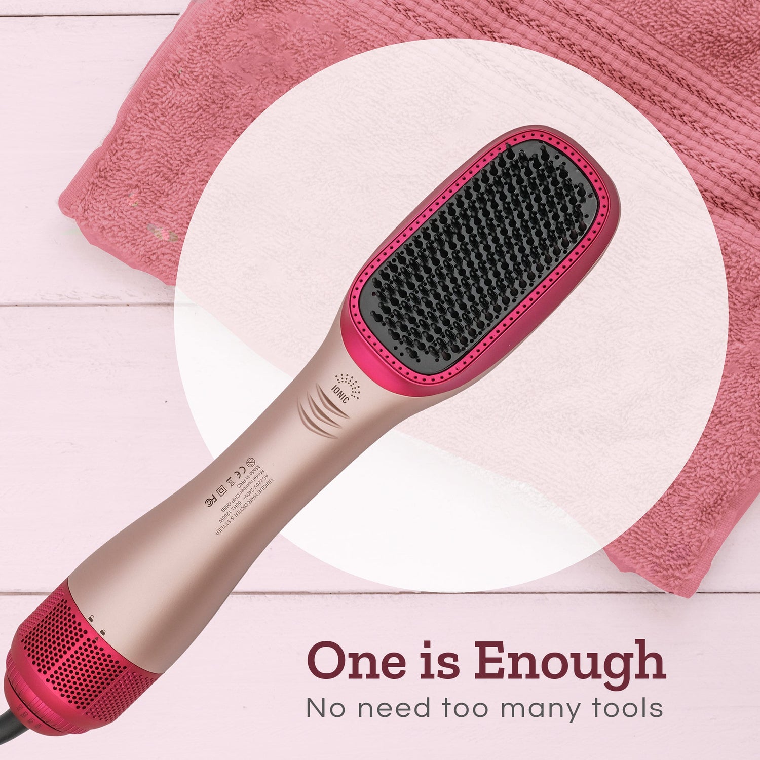 Couture Hair Pro Hot Air Brush & Dryer with Antiscald Ceramic Bristles- Peach - Couture Hair Pro