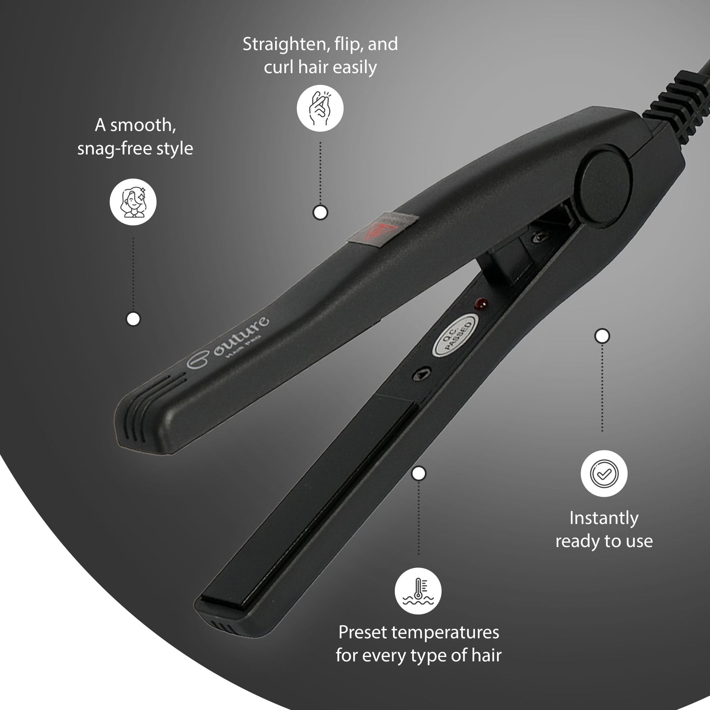 Couture Hair Pro Petite Mini Hair Straightener - #1 Selling Hair Tools Brand in the Middle East - Couture Hair Pro